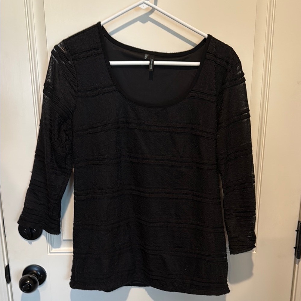 Black Textured Women's Top